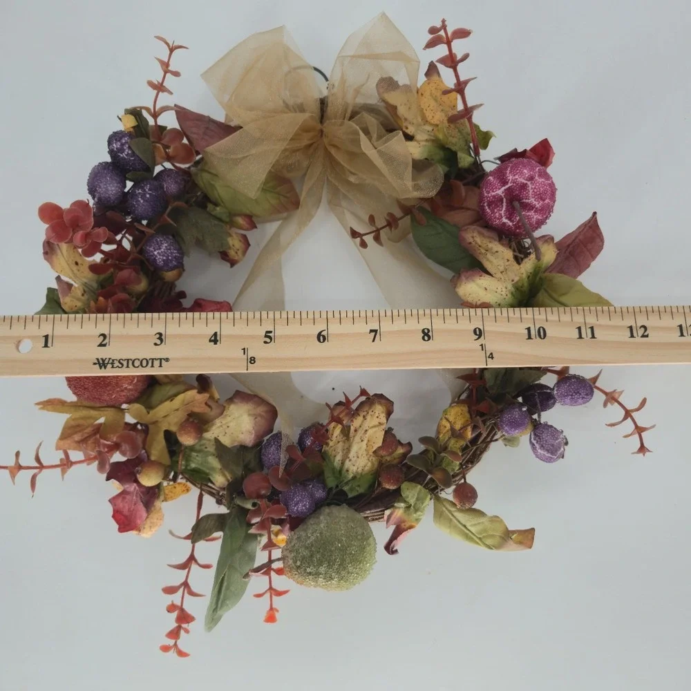 Vintage Avon 2000 Harvest Wreath Faux Fruit Fall Leaves Original Box 12